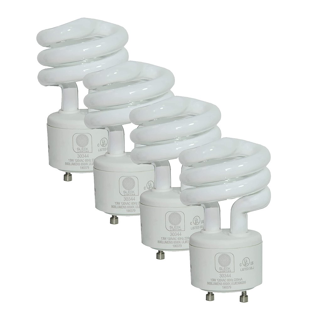 SLEEKLIGHTING GU24 13W T2 Spiral CFL Light Bulb 5000K Daylight 2-Prong