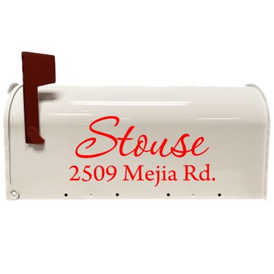 Mailbox Decals Personalized Address and Street Name Outdoor Stickers VWAQ-CMB1 (19 Inch X 9 Inch, Red)