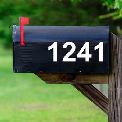 Mailbox Decals Street # Address Numbers Custom Feature Mailbox Stickers Vinyl Letters VWAQ-CMB2 (White)