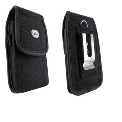 yan Black Canvas Belt Case Holster Pouch with Clip/Loop for Virgin Mobile ANS UL40