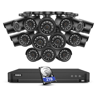 ANNKE 32-Channel Security Camera System, H.265+ 1080P Video AI DVR Recorder with 2TB Surveillance Hard Drive and (16) 2.0MP Weatherproof CCTV Camera with Superior Night Vision, Human/Vehicle Detection