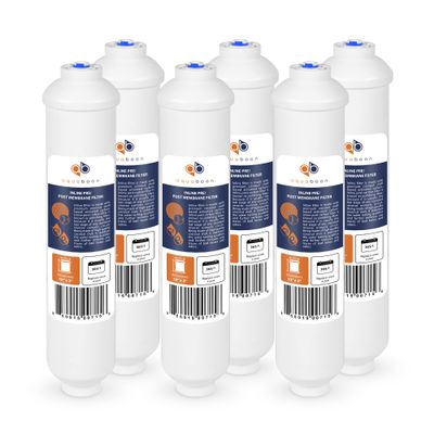 Aquaboon T33 Inline Post Activated Carbon Water Filter for Refrigerator, Ice Maker w/Quick Connect for 1/4 Water Line Compatible with ICF-10, 6-Pack
