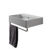 Scarabeo 8031/R-TB-No Hole Teorema Square Wall Mounted Ceramic Sink with Polished Chrome Towel Bar, White view 1