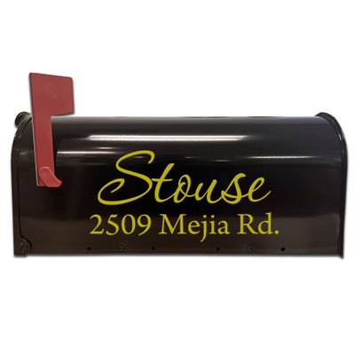 Mailbox Decals Personalized Address and Street Name Outdoor Stickers VWAQ-CMB1 (12 Inch X 6 Inch, Gold)