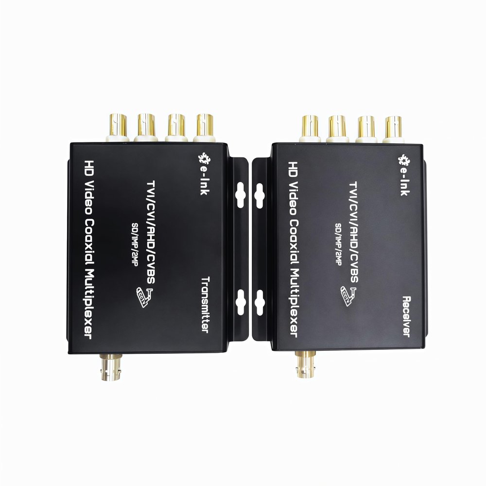 E-link 4 Channel Video Multiplexer - 4Ch CCTV Video Multiplexer Over 1 Coaxial Cable for Standard Analog Cameras