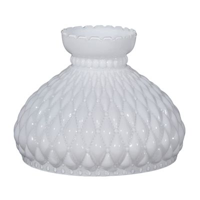 B&P Lamp 10" Opal Diamond Quilted Pattern Student Glass Shade with Crimped Top