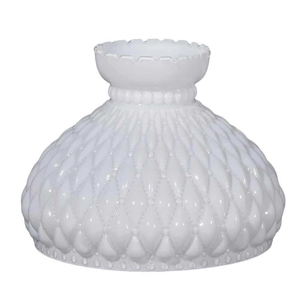 B&P Lamp 10" Opal Diamond Quilted Pattern Student Glass Shade with Crimped Top