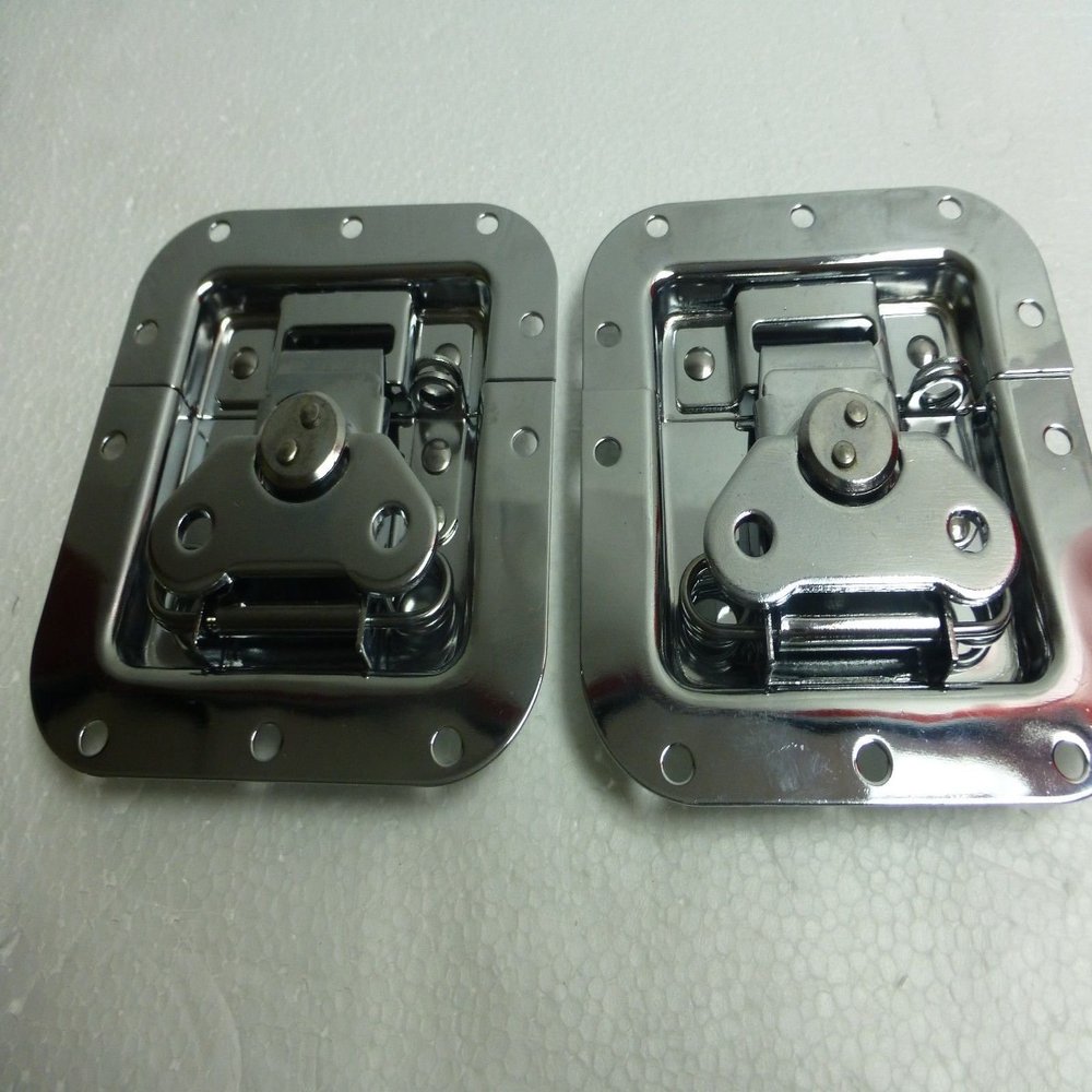 (2) Two Chrome Medium Butterfly Latches (Split Dish) PladLock for ATA Road Cases