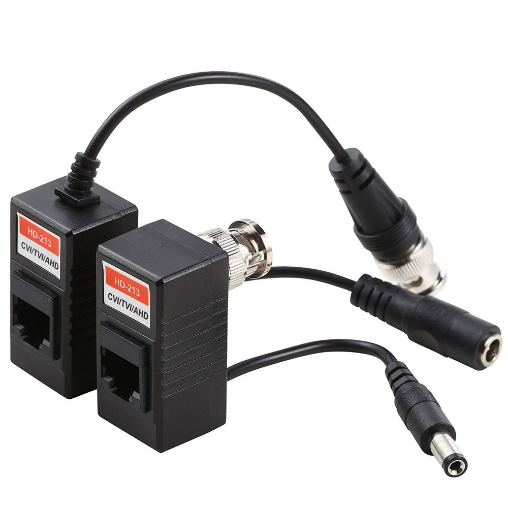 UHPPOTE Coax BNC Video + Power Balun Passive Connector Adaptor for CCTV Camera (Pack of 1 Pair)