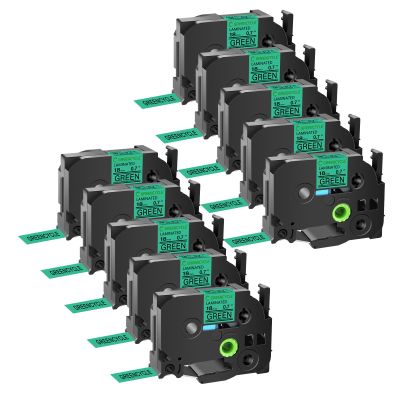 GREENCYCLE Compatible for 3/4 Inch (18mm) x 8m TZ741 TZe741 TZ-741 TZe-741 Laminated AZE Tape for Ptouch Cube PT-D400 PT-D600 PT-D400AD PT2730VP Label Maker (Black on Green, 10 Pack)