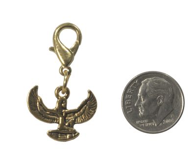 ViciBeads Charm, Zipper Pull Charm, Egyptian Goddess Isis Gold Colored Charm+ GIFT BAG