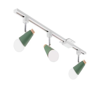 Kiven 3-Lights Adjustable Track Lighting Kit H Track Light for Living Room, Kitchen, Utility Room (Green)