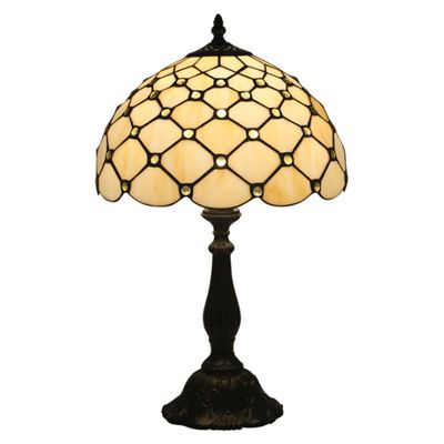 Tochange Tiffany Style Stained Glass Table Lamps with 12-Inch Vintage Yellow Shade,Bedroom Study Room Decorating Lighting,E27, resinbase