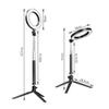 Fonrest LED Ring Light with Stretchable Tripod Stand Selfie Stick, 6-inch Dimmable Floor/Table Annular Lamp for Selfie, Makeup, Live Stream, YouTube, Vlog, Camera/Phone Video Shooting USB Plug view 3