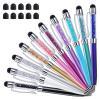 Stylus Pens for Touch Screens, ChaoQ 2 in 1 Crystal Stylus Ballpoint Pen (10-Pack), 1.0mm Medium Point (Black Ink), with 10 Replaceable Rubber Tips view 1