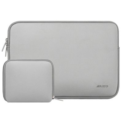 MOSISO Laptop Case 13.3 inch, 13-13.3 inch Laptop Sleeve Bag Compatible with MacBook Air/Pro 13/Pro 14 M5 M4 M3 M2 M1, HP Dell ASUS Lenovo, Neoprene Computer Sleeve Bag with Small Case, Light Gray