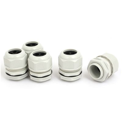 Aexit M32x1.5mm 6mm-8mm Transmission 5 Holes Adjustable Cables Gland Joint Gray 5pcs
