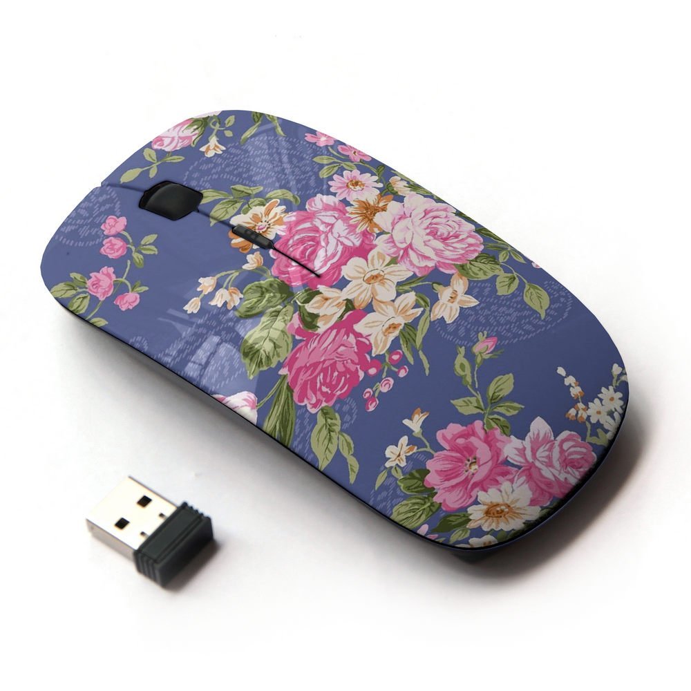Graphic4You Flower Floral Pattern(Purple) Ergonomic Wireless Mouse with Nano Receiver