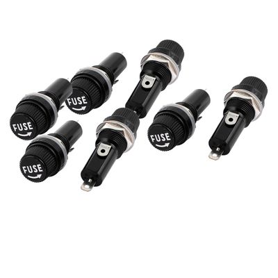Aexit 7 Pcs Distribution electrical AC125V/15A 250V/10A 14mm Thread Panel Mounted Fuse Holder For 6x30mm Fuse