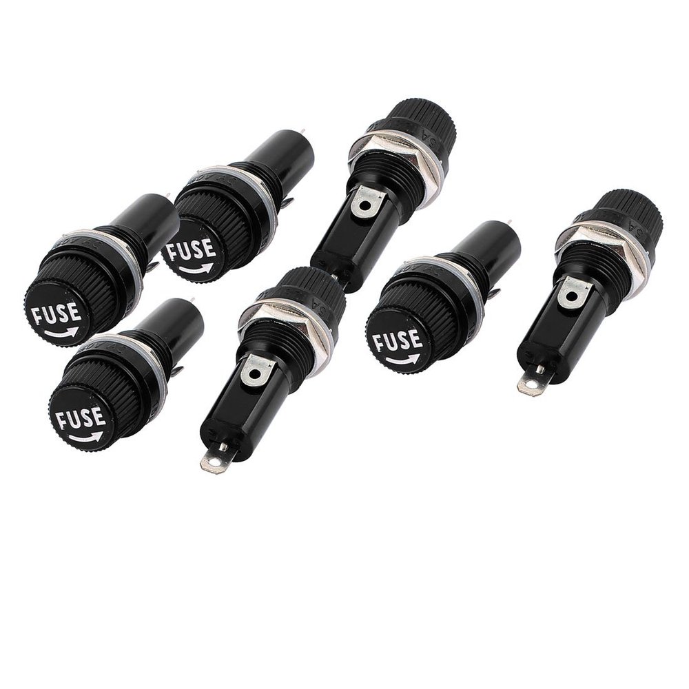 Aexit 7 Pcs Distribution electrical AC125V/15A 250V/10A 14mm Thread Panel Mounted Fuse Holder For 6x30mm Fuse