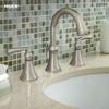Moen Wetherly Spot Resist Brushed Nickel Two-Handle Widespread Bathroom Faucet with Valve Included, 3-hole Deck Mounted Setup, WS84855SRN view 2