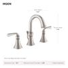 Moen Wetherly Spot Resist Brushed Nickel Two-Handle Widespread Bathroom Faucet with Valve Included, 3-hole Deck Mounted Setup, WS84855SRN view 3