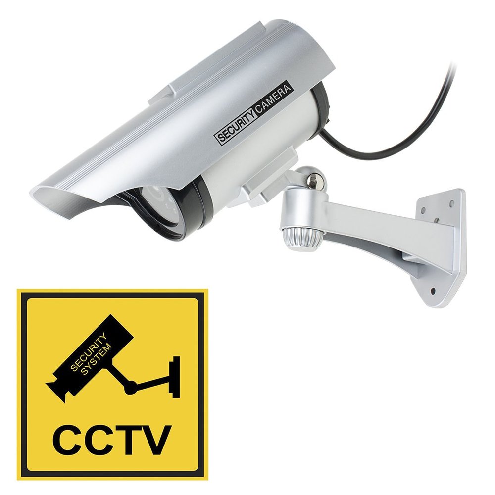 Aexit CCTV Electronic security Dummy Realistic Looking Security Camera Red LED Light Blinking Solar Energy Powered