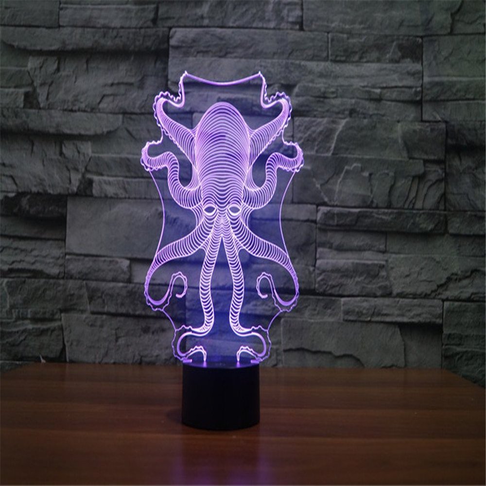 ATD 3D Room Warm Illumination Octopus 7 Colors Change LED Touch Control Desk Lamp