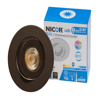 NICOR Lighting 2 inch LED Gimbal Downlight in Oil-Rubbed Bronze, 3000K (DLG2-10-120-3K-OB)