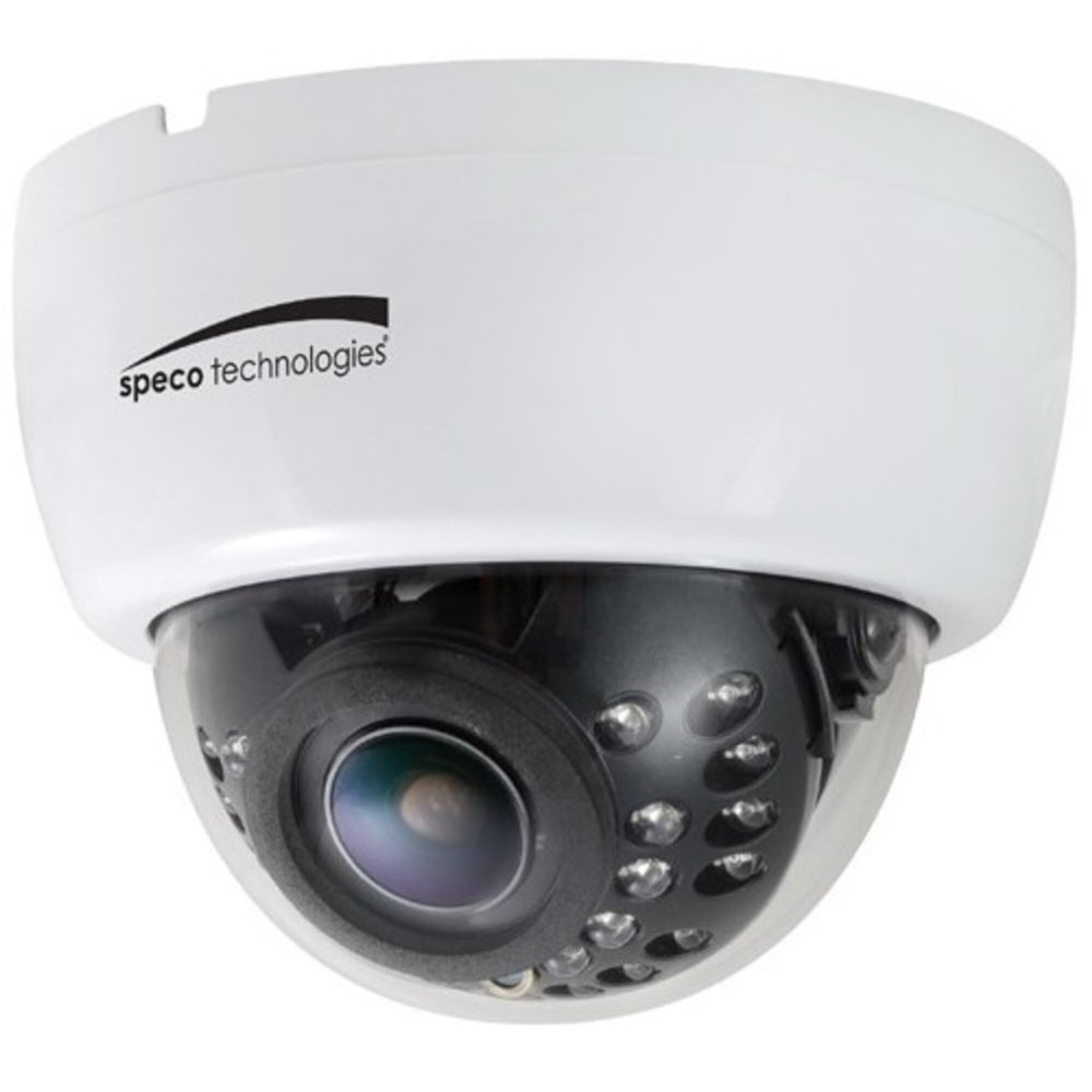 Speco Technologies HLED33DTW 2 MP HD-TVI Indoor IR Dome Camera, 2.8-12mm Lens, White Housing.