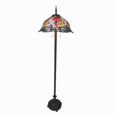 Chloe Lighting CH18340RF20-FL3 Carrell Tiffany-Style Roses Floor Lamp with Shade, 61 x 20 x 20", Multicolor