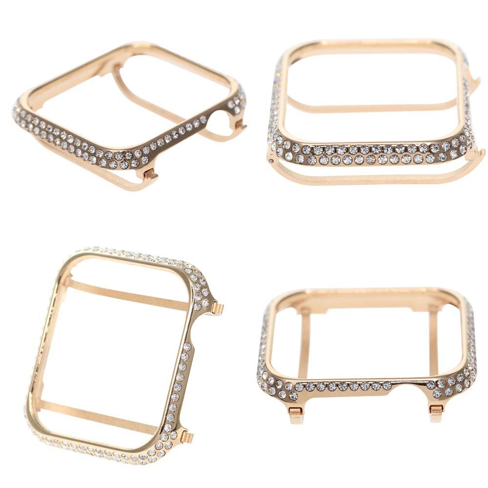 HJINVIGOUR Bling Luxury Rhinestone Crystal Diamond Protective Cover Case Bezel Compatible Apple Watch Series 4 5 6 SE 40mm 44mm Series 3 2 1 38mm 42mm