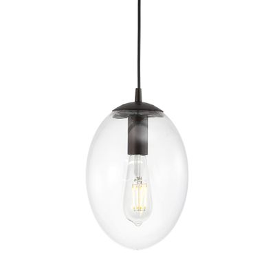 JONATHAN Y Bleecker Modern Globe Pendant 7.75", Clear/Oil Rubbed Bronze