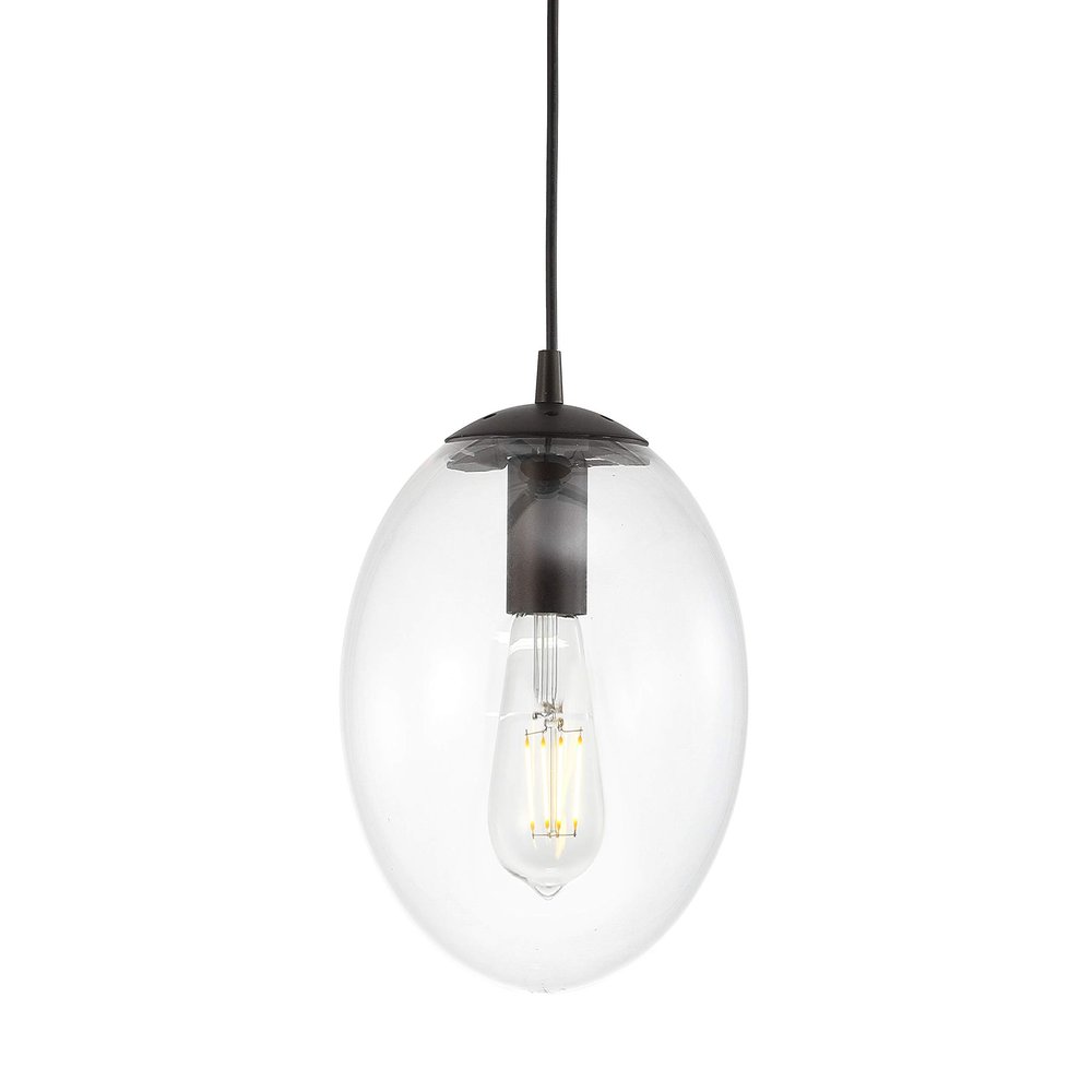 JONATHAN Y Bleecker Modern Globe Pendant 7.75", Clear/Oil Rubbed Bronze