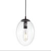 JONATHAN Y Bleecker Modern Globe Pendant 7.75", Clear/Oil Rubbed Bronze view 1