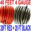 4 Gauge Wire Super Flexible 40 FT 20 FT RED 20 FT Black 40 FEET Ships Fast Free! view 1