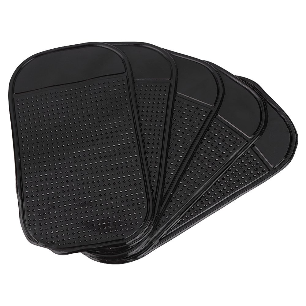 Car Dashboard Non Slip Mat, 5Pcs Car Dashboard Sticky Pad Adhesive Holder Black Anti-Slide Mat for Cell Phone Glass Mirrors Keys GPS Radar Detector