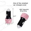 Dual USB Car Charger Bling Bling Handmade Rhinestones Crystal Car Decorations for Fast Charging Car Decors Pink for iPhone, iPad Pro/Air 2/Mini, Samsung Galaxy Note 9 8 S9 S9+,LG, Nexus, HTC, etc view 3