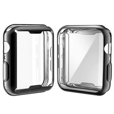 JULK Case for Apple Watch Series 6/SE/5/4 44mm [2-Pack] - TPU HD Ultra-Thin Cover (1 Black+1 Transparent)