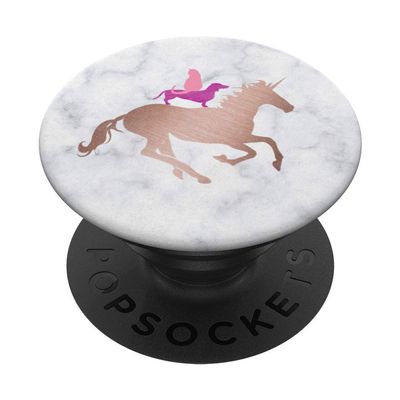 rosy unicorn, purple dog and pink cat on white marble