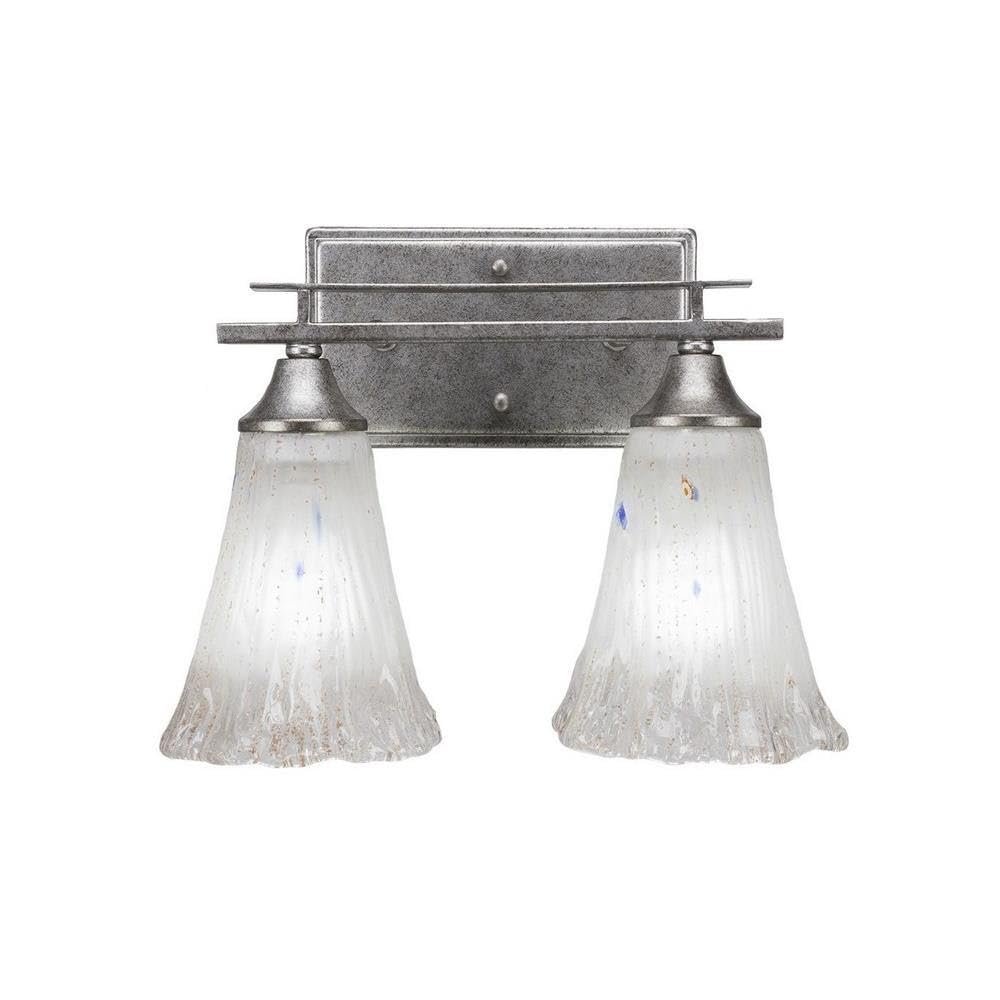Toltec Lighting Uptowne 2 Light Bath Bar in Aged Silver (132-AS-721)
