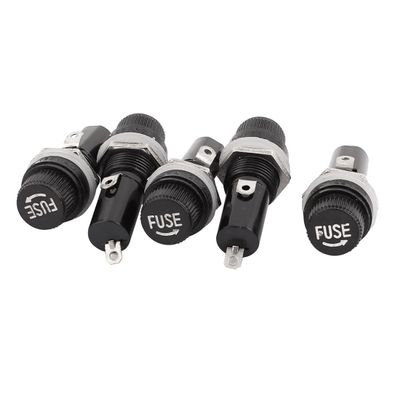 Aexit 5 Pcs Distribution electrical AC125V/15A 250V/10A 14mm Thread Panel Mounted Fuse Holder For 6x30mm Fuse