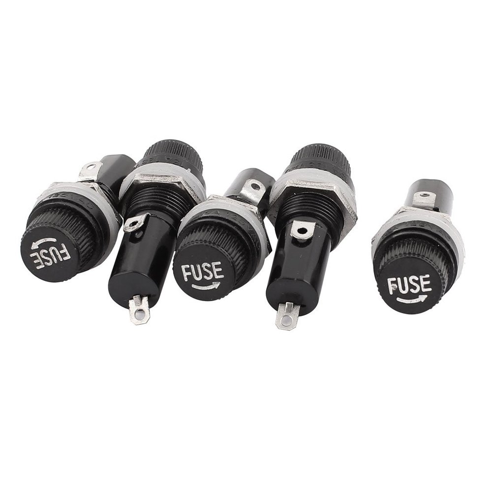 Aexit 5 Pcs Distribution electrical AC125V/15A 250V/10A 14mm Thread Panel Mounted Fuse Holder For 6x30mm Fuse