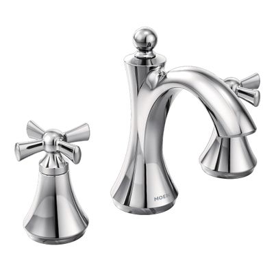 Moen T4524 Wynford Two-Handle Widespread High-Arc Bathroom Faucet with Cross Handles, Valve Required, Chrome