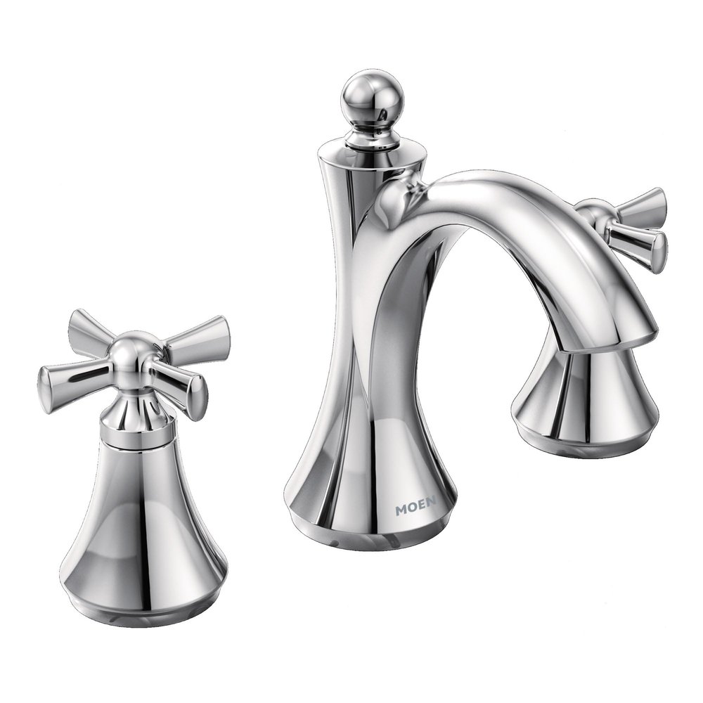 Moen T4524 Wynford Two-Handle Widespread High-Arc Bathroom Faucet with Cross Handles, Valve Required, Chrome
