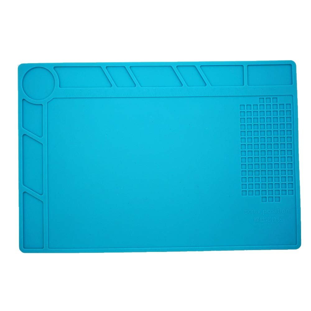 340mm x 230mm Working Mat Blue Heat Resisting Silicone Repair Mat S-120 for Fix Soldering Station with Scale Rule