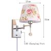 LIN XIAO HAO mayu USB Reading Plug-in Wall Lamp Swing Arm Light,Bedside Reading Living Room Wall Lamp Light,USB Charging Port,Metal & Cloth Wall Sconces (Size : 32cm25cm) view 2