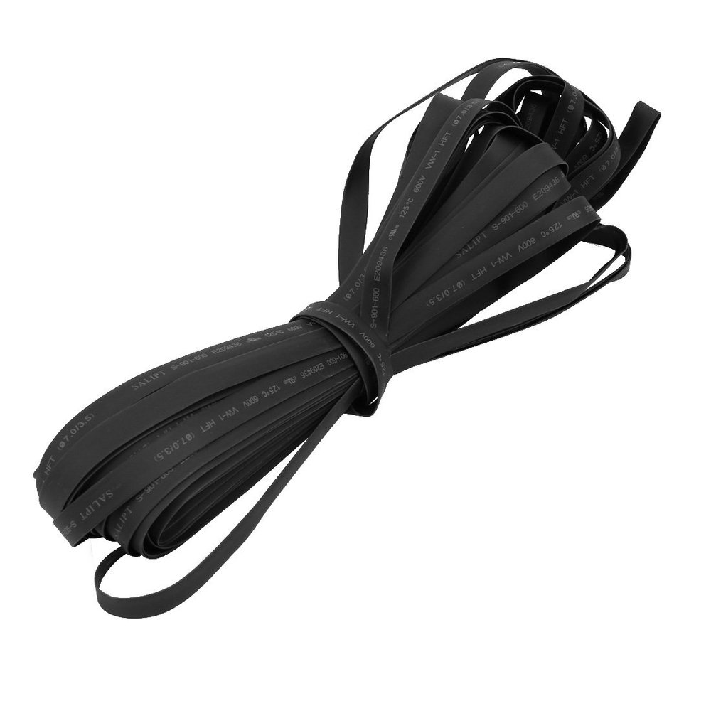 Aexit Polyolefin Heat Electrical equipment Shrinkable Tube Wire Cable Sleeve 20 Meters Length 7mm Inner Dia Black