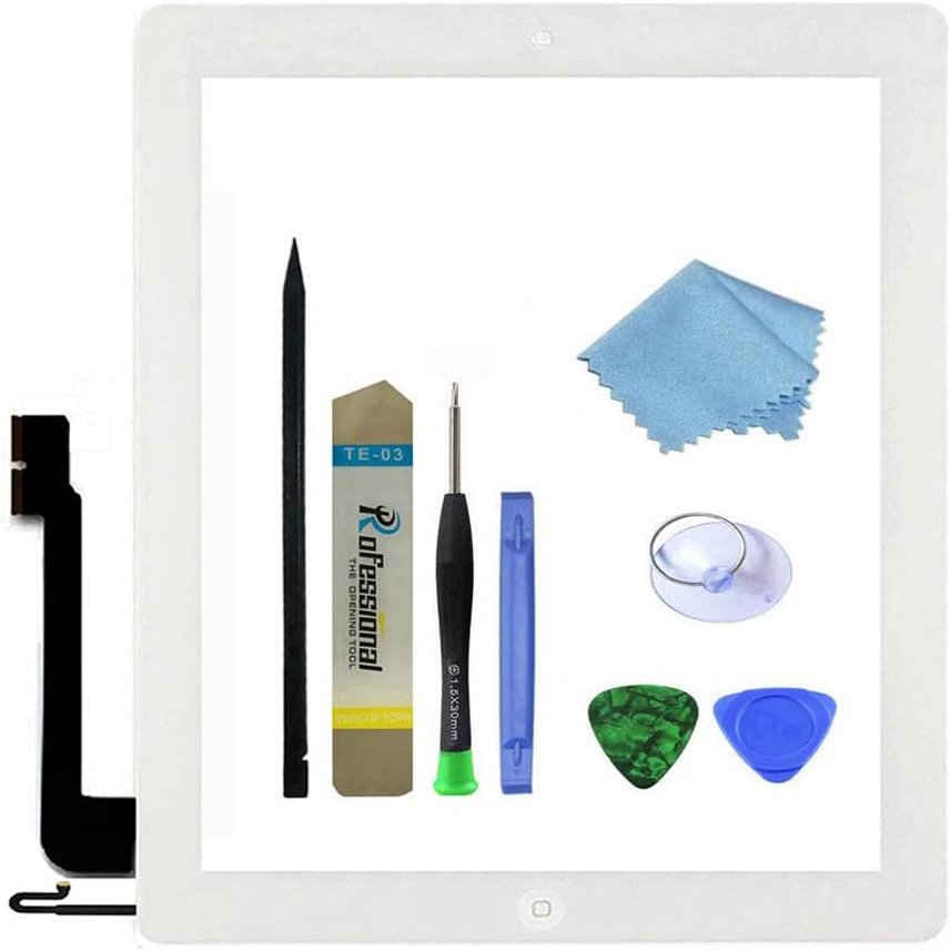 Zentop Touch Screen Digitizer Replacement for White iPad 4 4th Generation A1458 A1459 A1460 Glass Assembly Repair Kit with Frame Bezel,Tools.