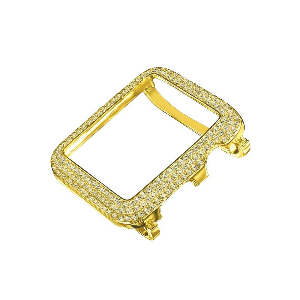 14K Yellow Gold Finish Canary Simulated Diamond 44 mm Compatible with Apple Watch Bezel Series # 4 Cover Case